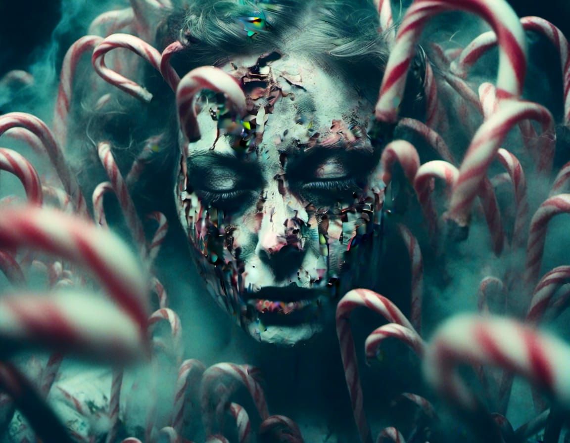 Halloween Candy Landscape in Macabre Horror Style