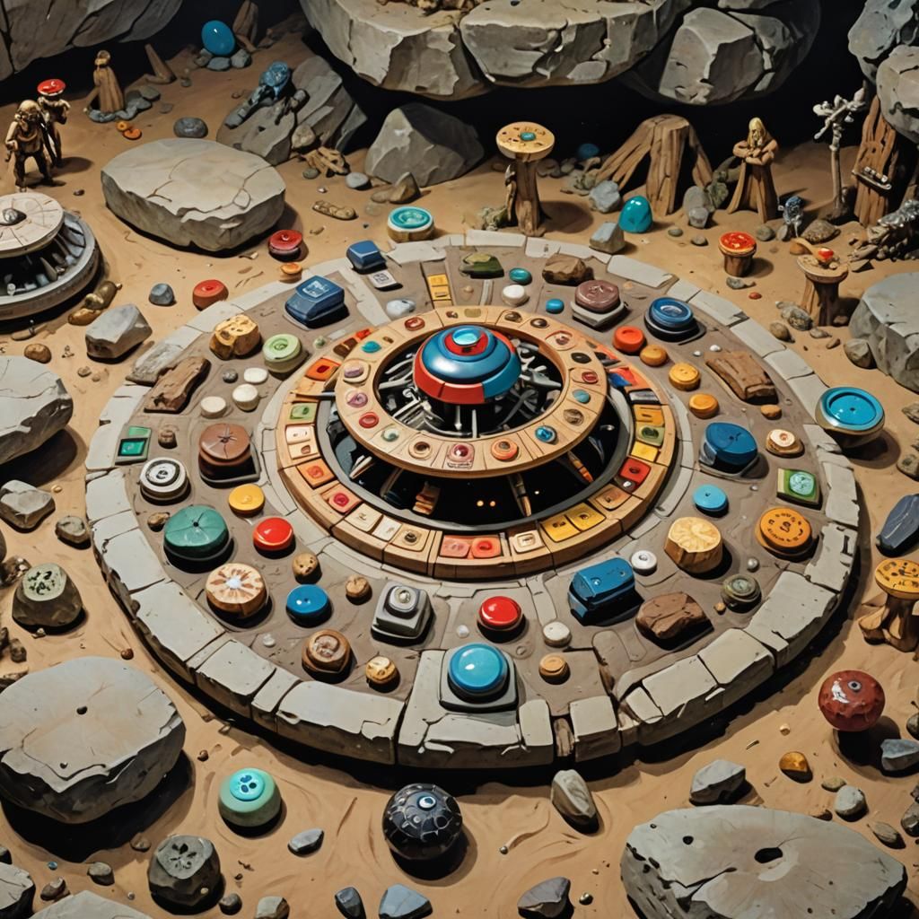 Stone Age UFO Interior as Frazetta Art