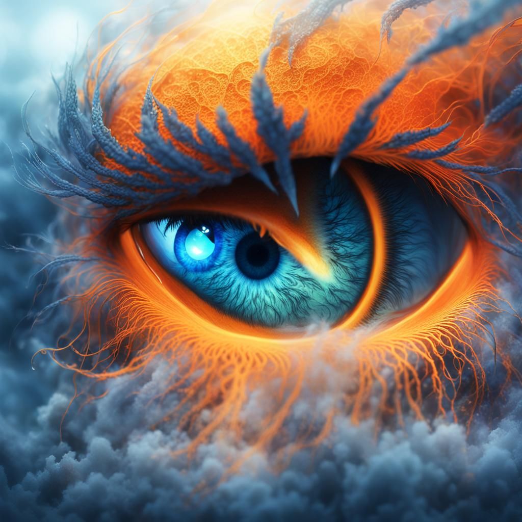 Creature's Eye in Swirling Mist: Fantasy Concept Art