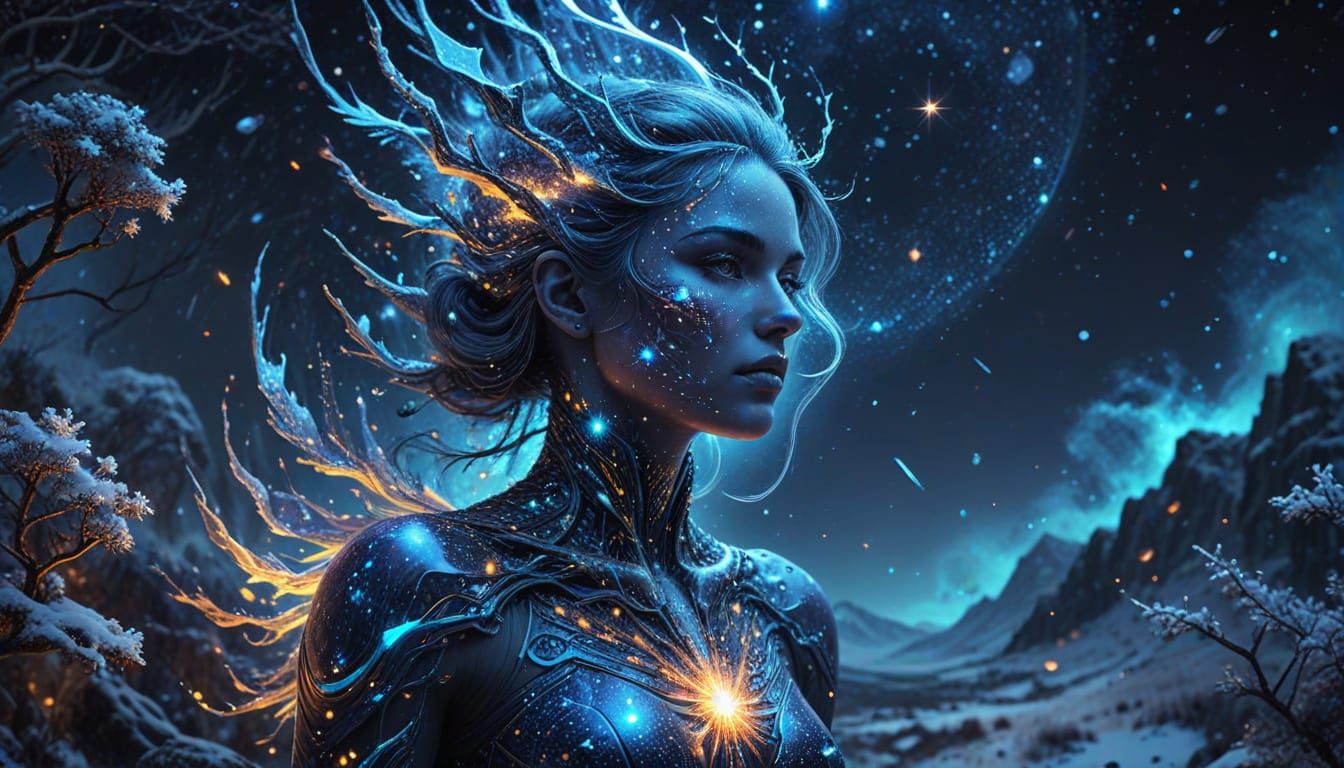 Winter Memory: Holographic Cosmic Illustration