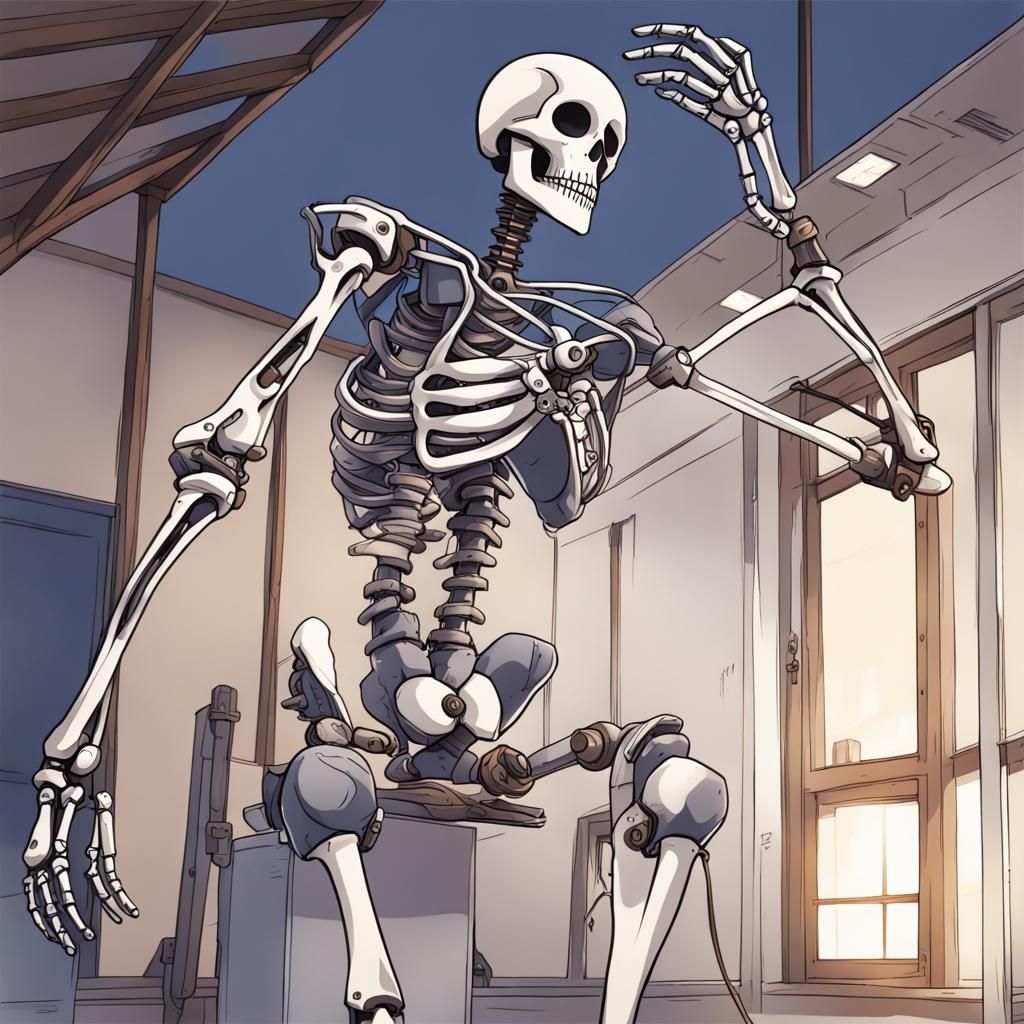 Skeleton Reborn: Robotic Limb Replacement in Anime Style