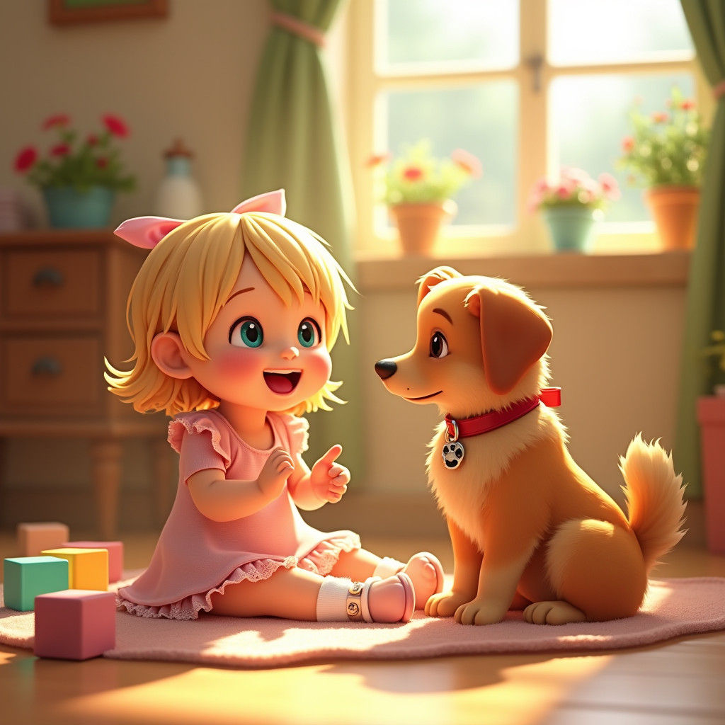 Cozy Cottage Scene in 3D Pixar Style