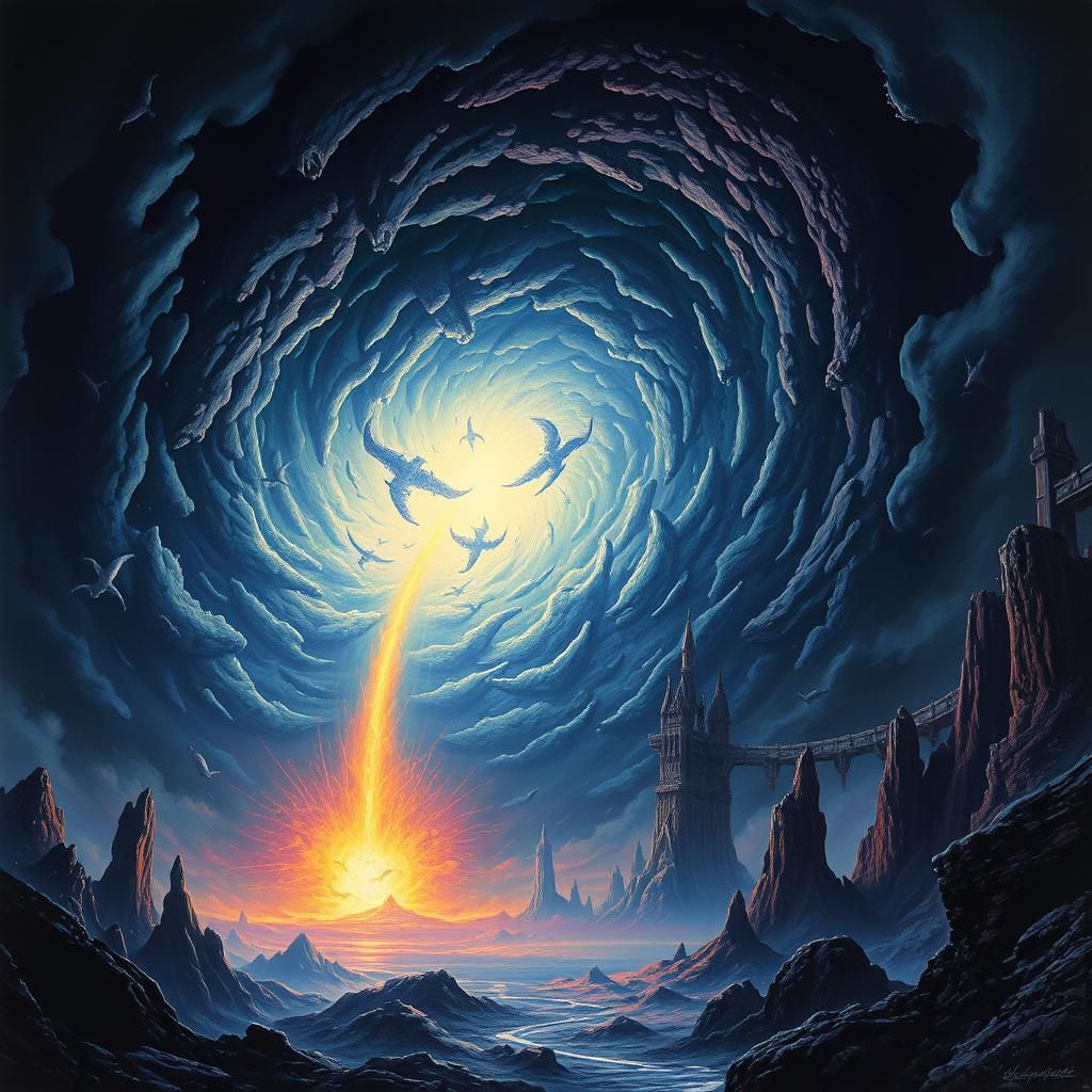 Clash of Light and Darkness in Surreal Realm