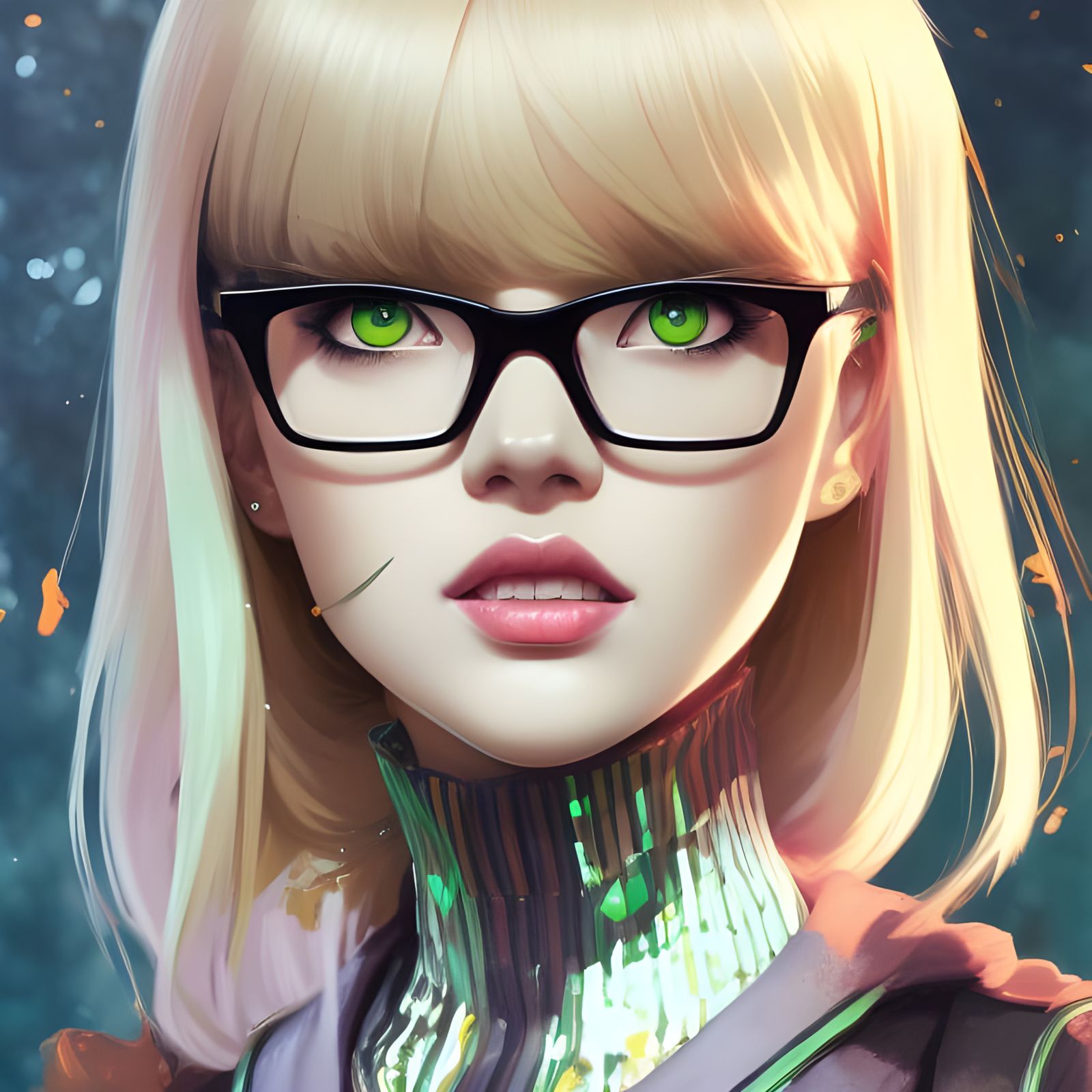 Cute Girl Portrait with Auburn Hair and Glasses