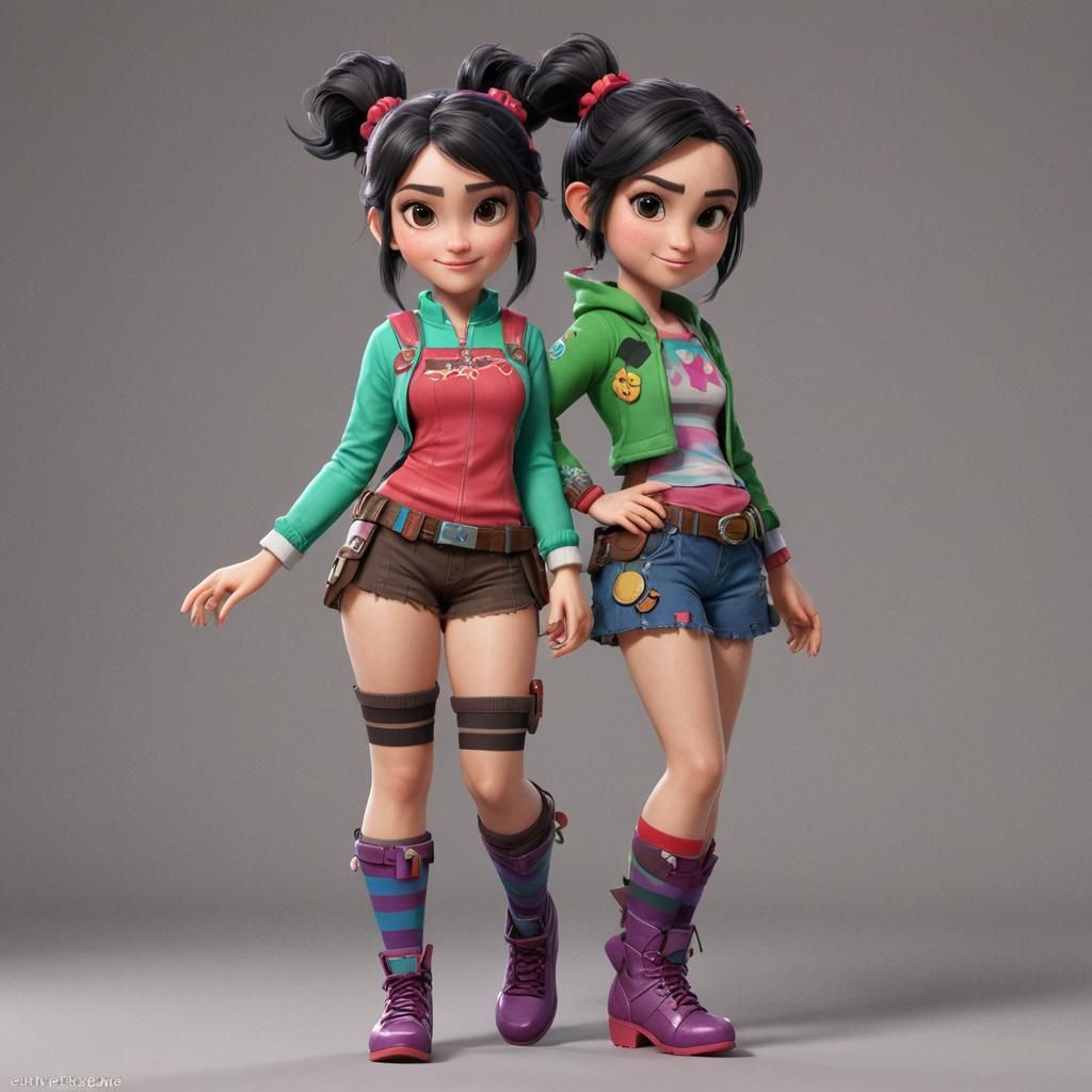 Vanellope von Schweetz: 3D Anime Art in Pixar CGI Style