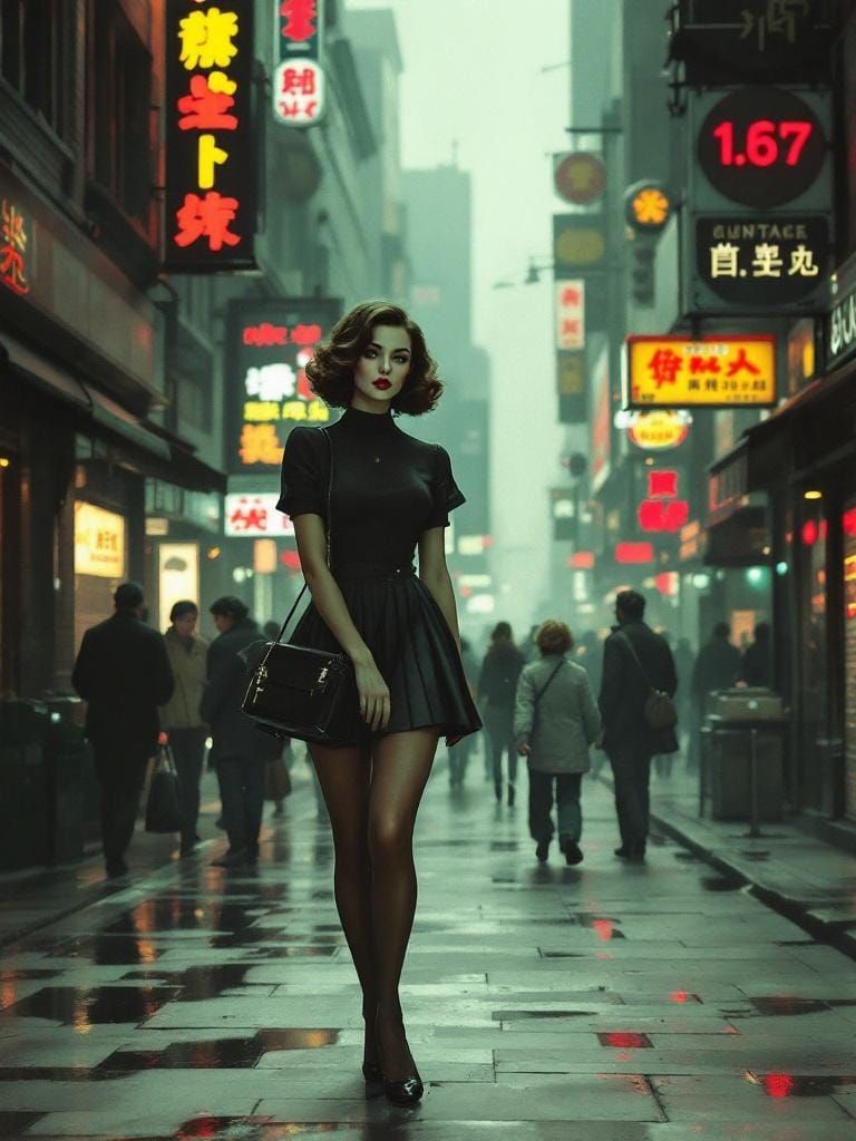 Italian Pin-Up in Atmospheric Digital Art Style