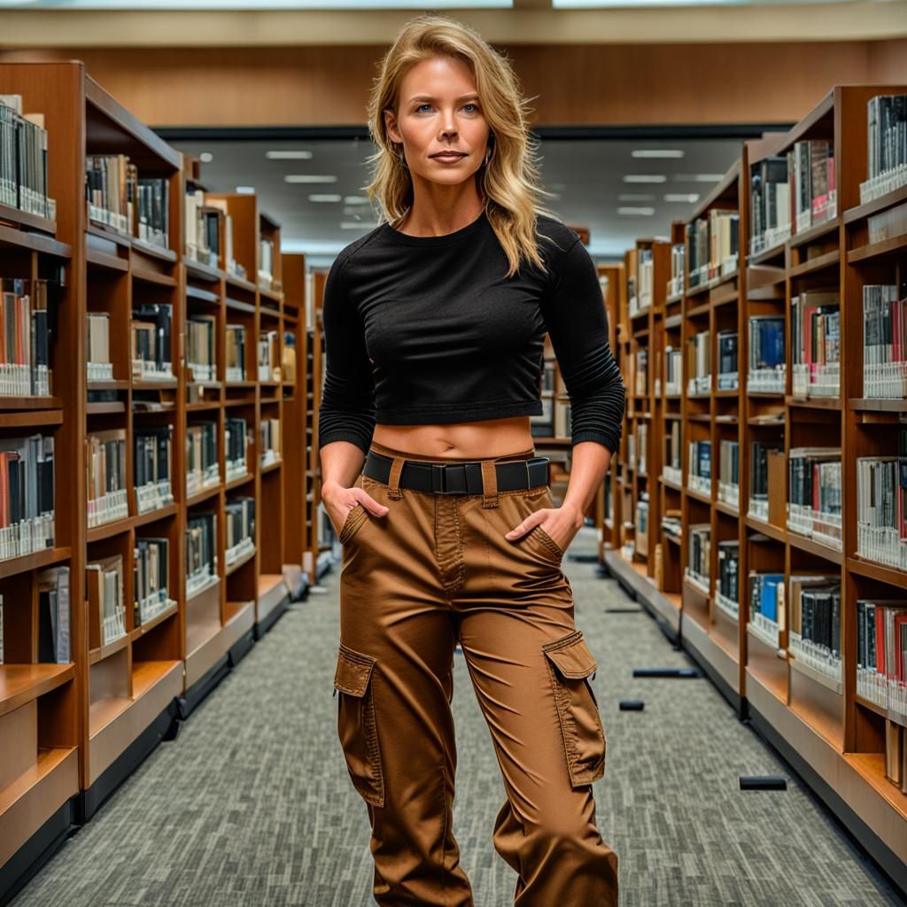 Hyperrealistic Librarian Learning Magic in a Library
