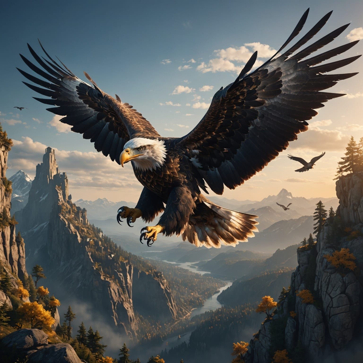 Majestic Eagle in Flight: Fantasy Concept Art
