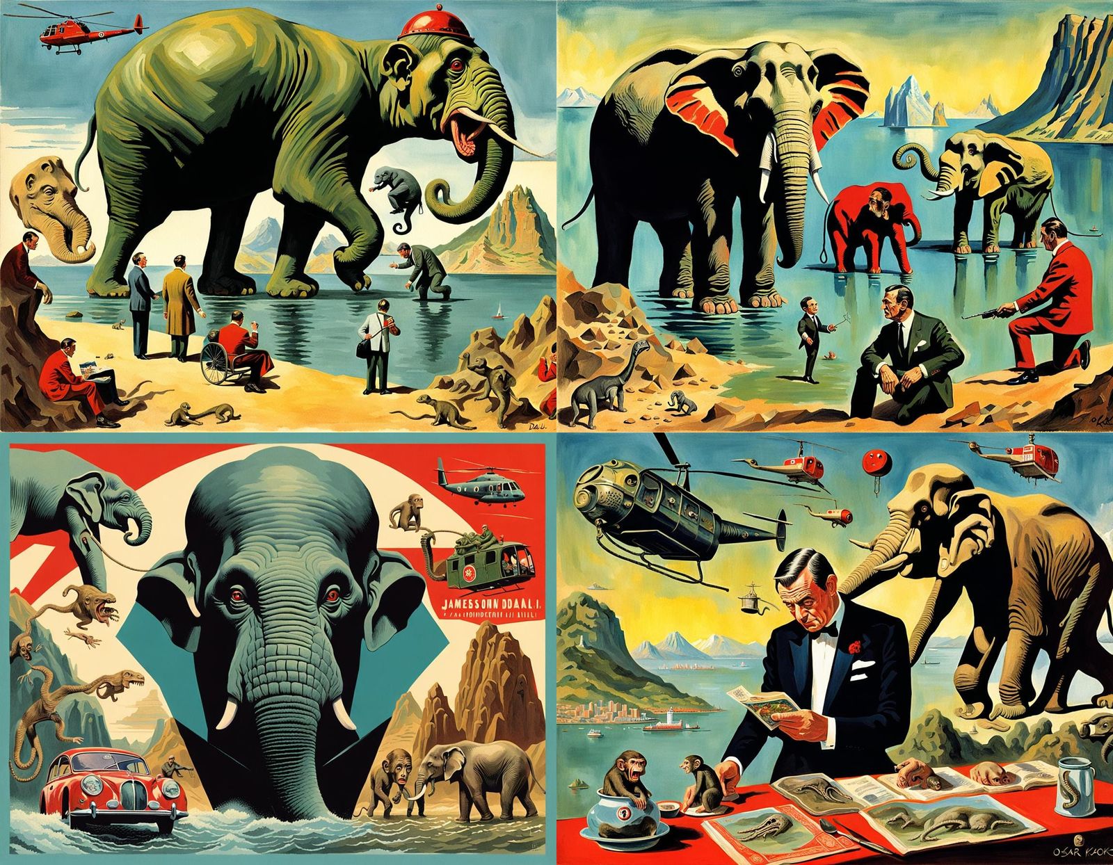 Surreal James Bond Island Creature in Vintage Style