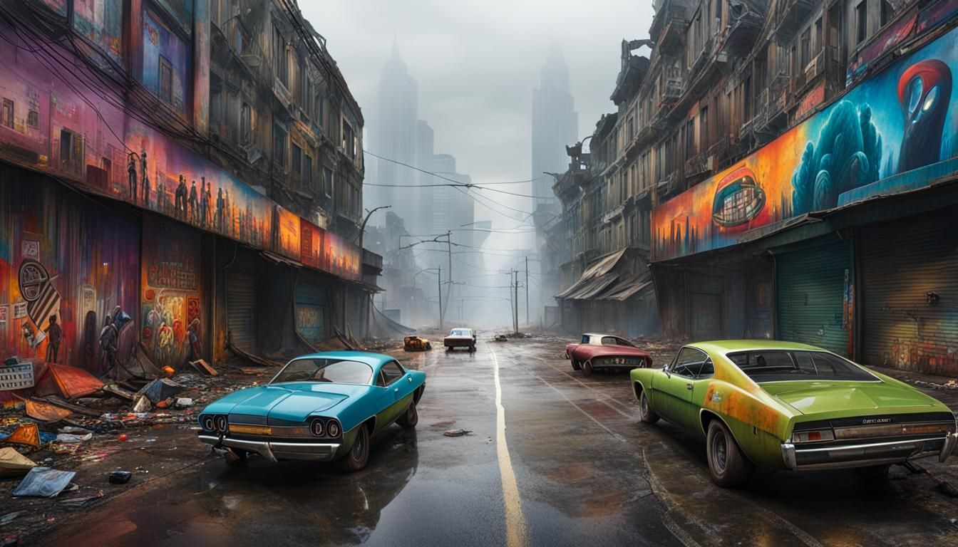 Post-Apocalyptic City Street Art Mural