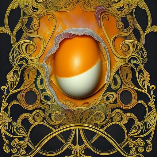 Egg and Bacon in Art Nouveau Rococo Style
