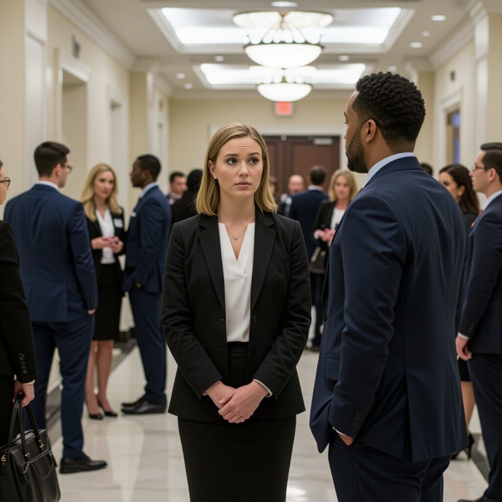 Anxious Young Professional at Conference