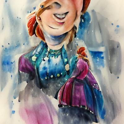 Watercolor Painting of Anna from Frozen