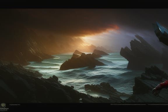 Epic Pirate on Stormy Cliff: Digital Matte Painting