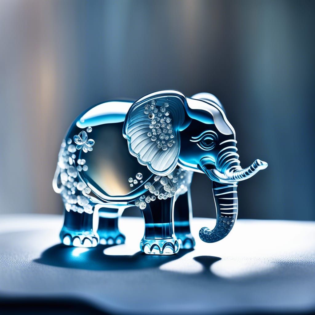 Crystal Elephant Sculpture in Art Museum