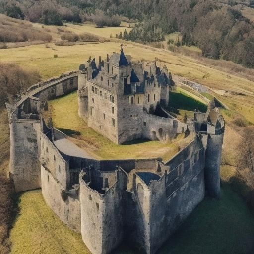 Pixel Art Castle in Mountain Sunset