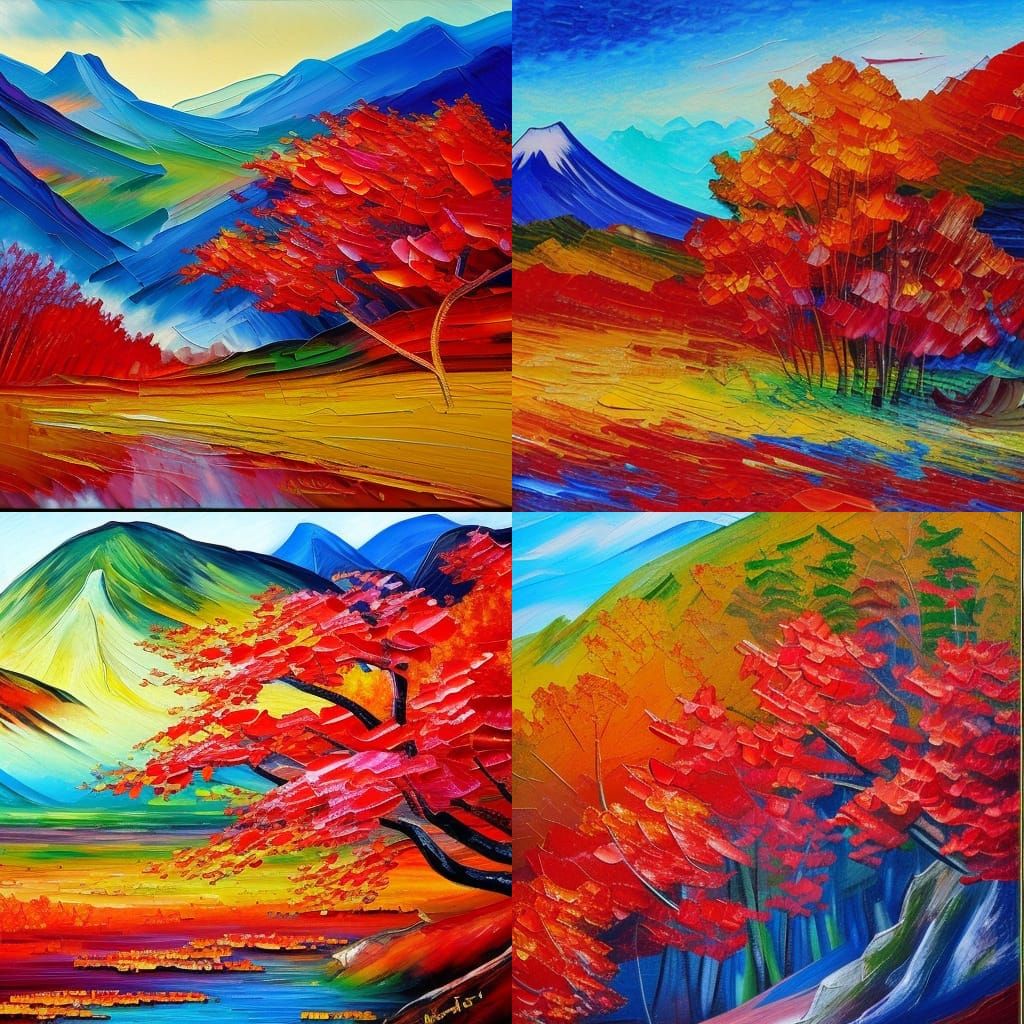 Japanese landscape mountain and red leaves