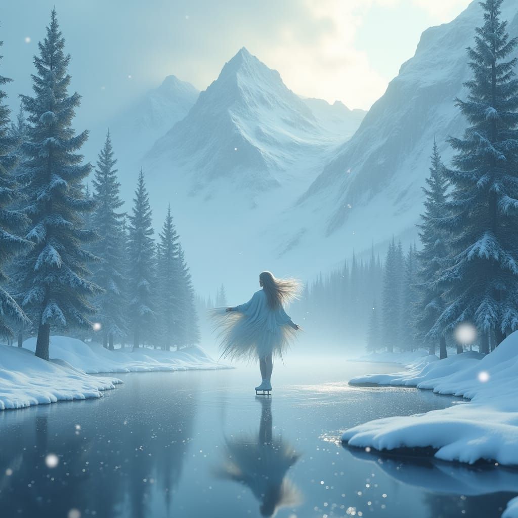 Ethereal Figure Skater in Winter Wonderland