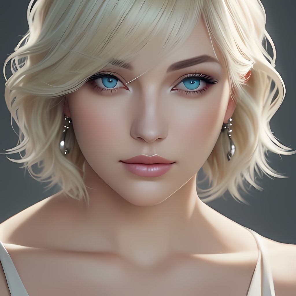 Fine Art Portrait of a Plump Lady with Blond Bob