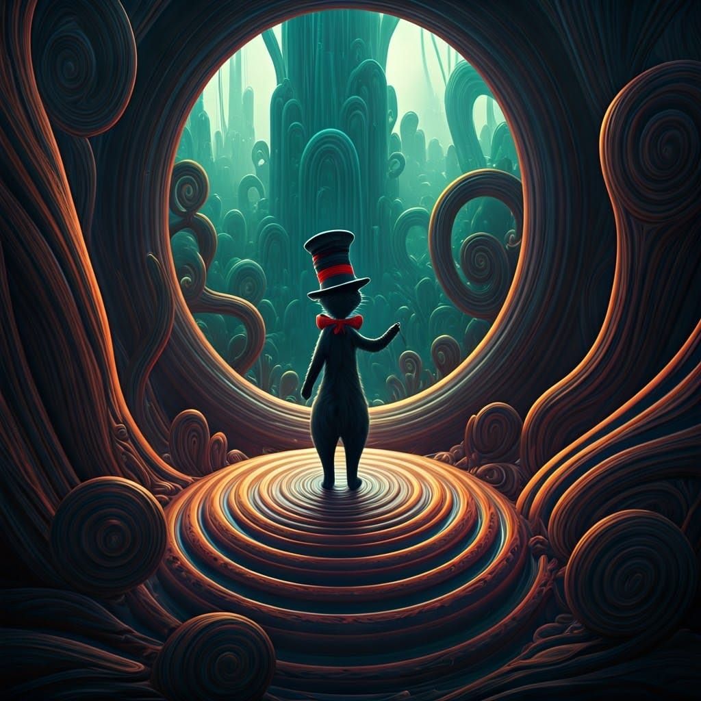 Surreal Cat in the Hat Fantasy Art
