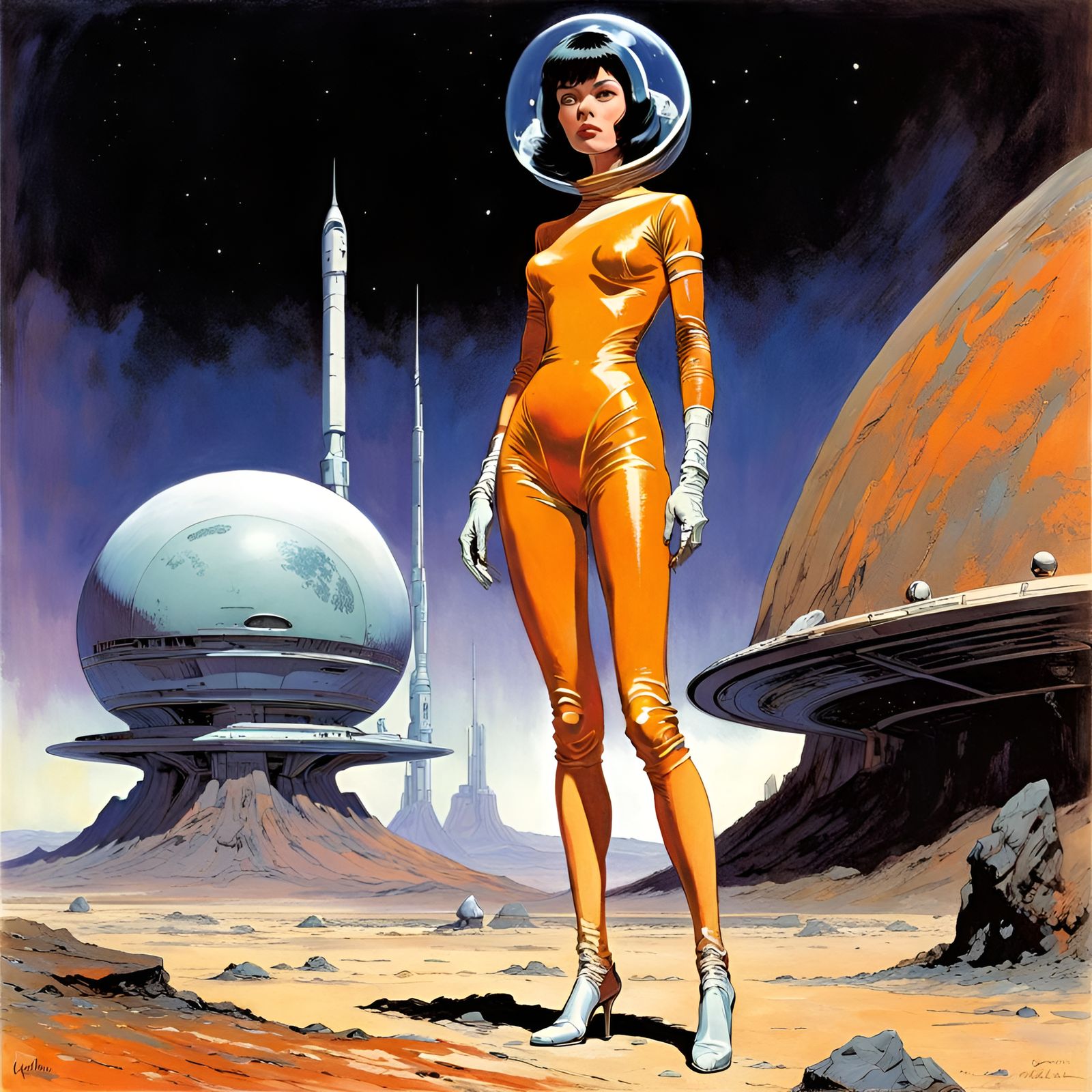 Astrogirl on Alien Planet: Sci-Fi Magazine Cover