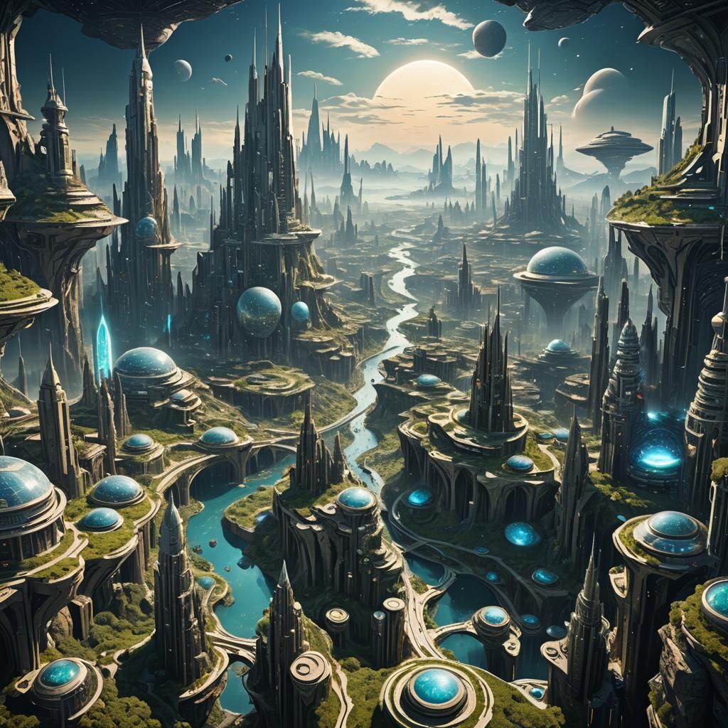 Futuristic City in an Otherworldly Landscape