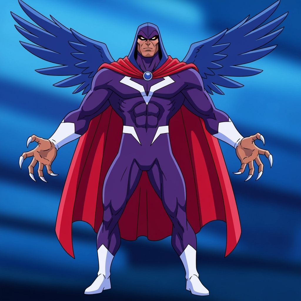 Avian Superhero in 1990s Animated Style