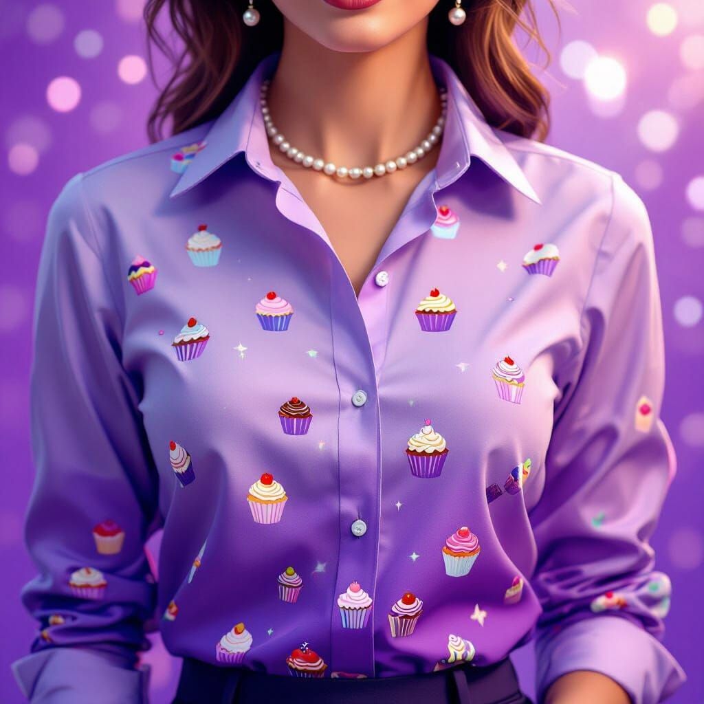 Purple Ombre Business Shirt with Hidden Cupcakes and Pearls
