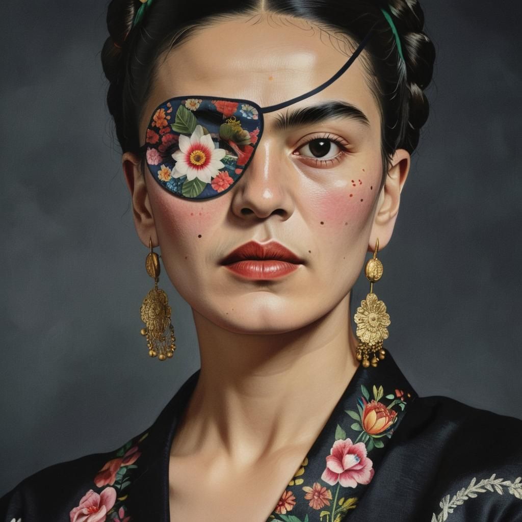 Fine Art Portrait with Floral Eyepatch
