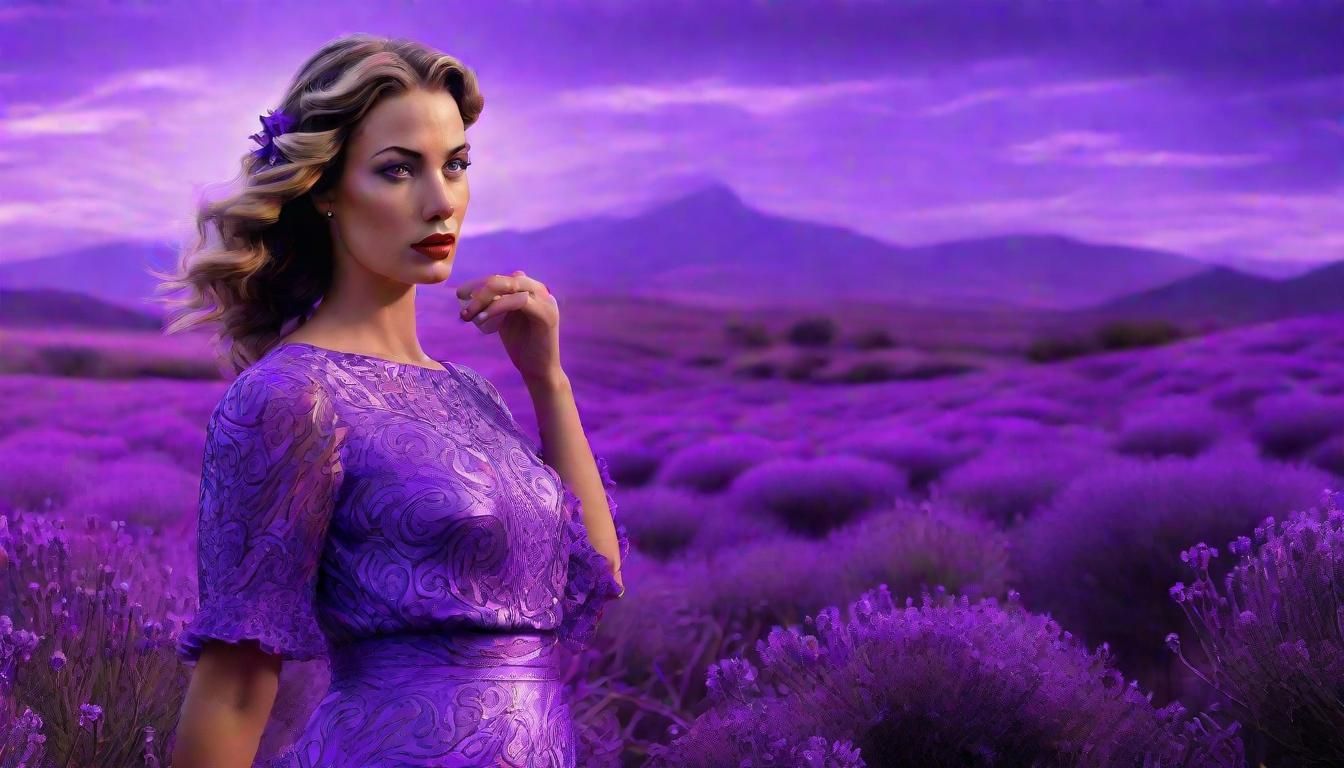 1920s Lady in Lavender Field, Hyperrealistic 3D Render