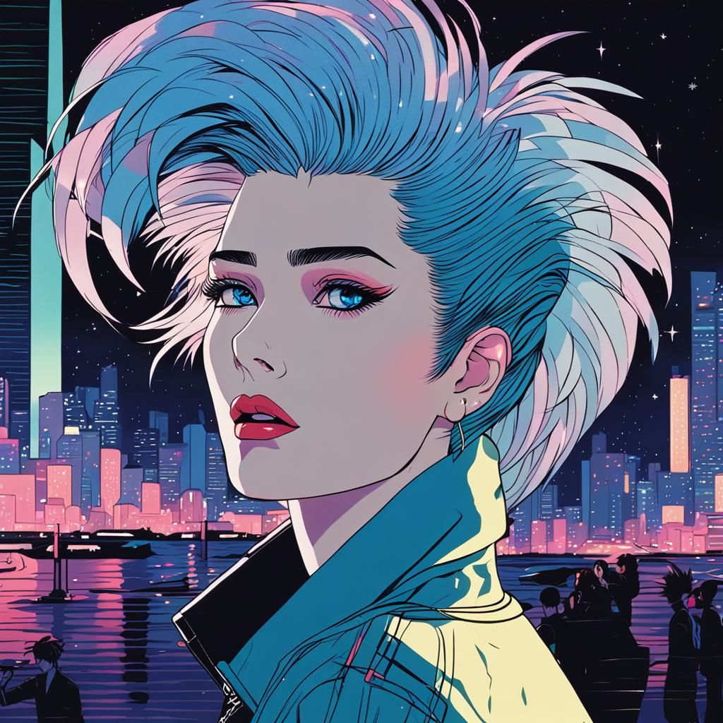 Punk Anime Girl in Astral City: Nagel Style