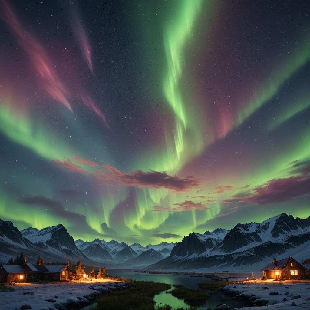 Glowing Northern Lights Fantasy Concept Art