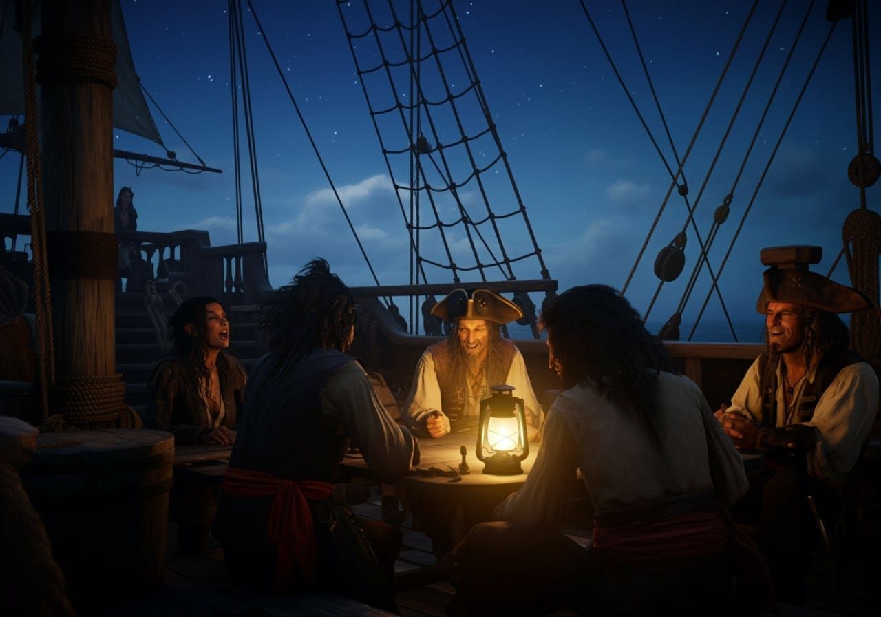 Pirates by Lantern Light: A Fantasy Scene