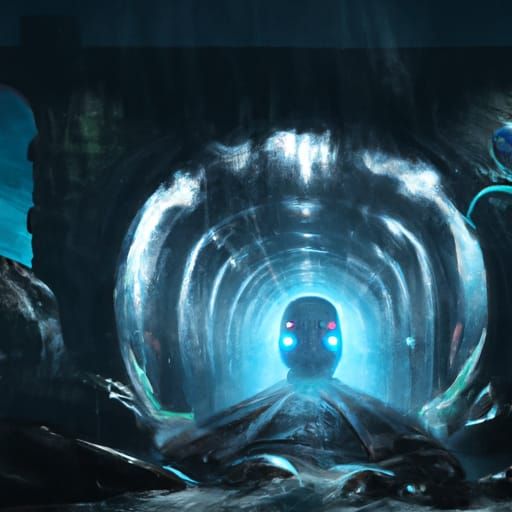 Train Journey Through Dark Underwater Tunnel