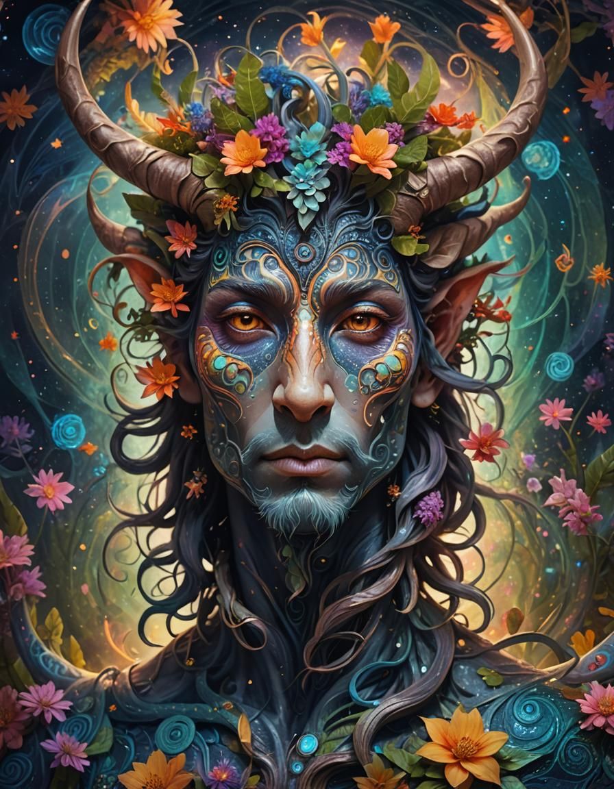 Ethereal Mythical Figure Portrait in Matte Painting Style