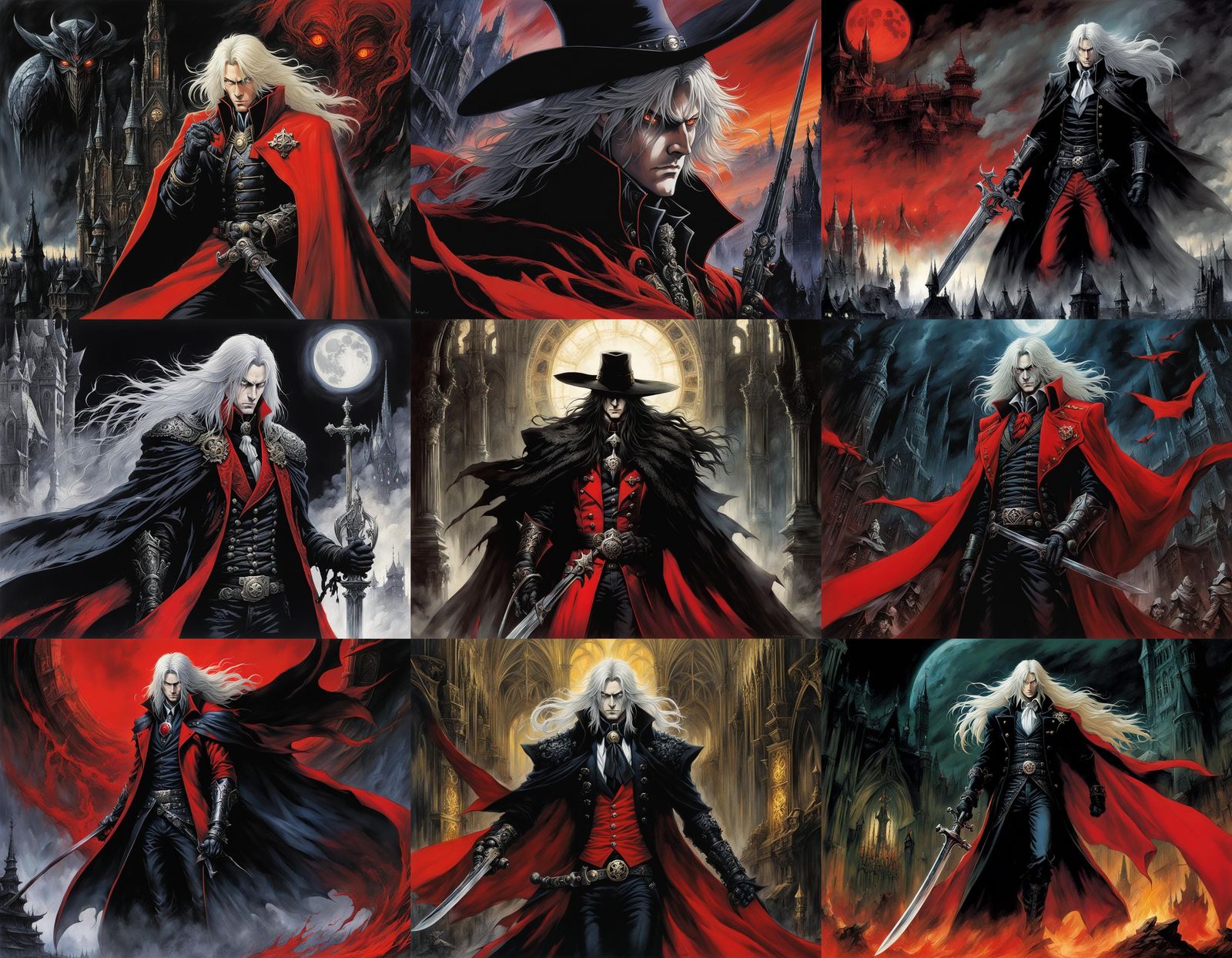 Alucard in Yoshitaka Amano Inspired Style