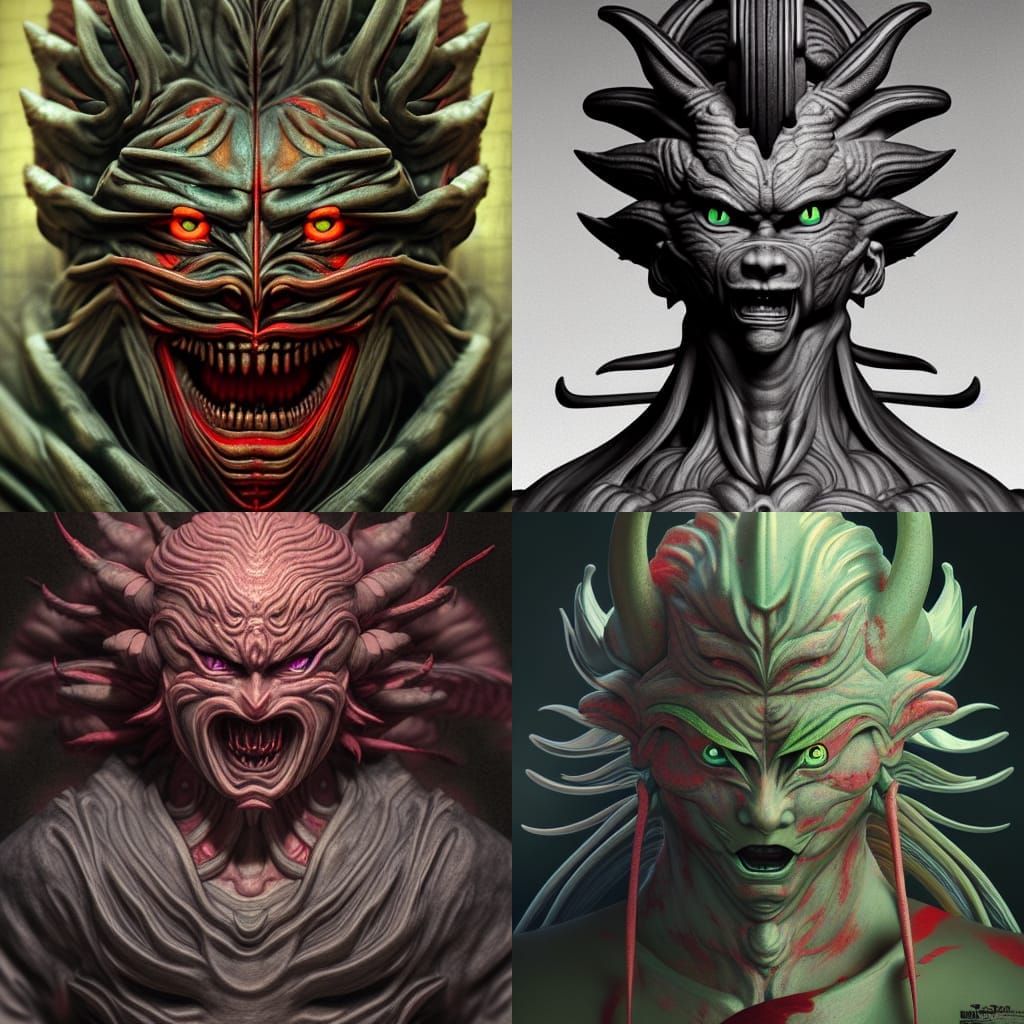 Yokai Yoshimitsu Broly Akuma Portrait in Biopunk Style