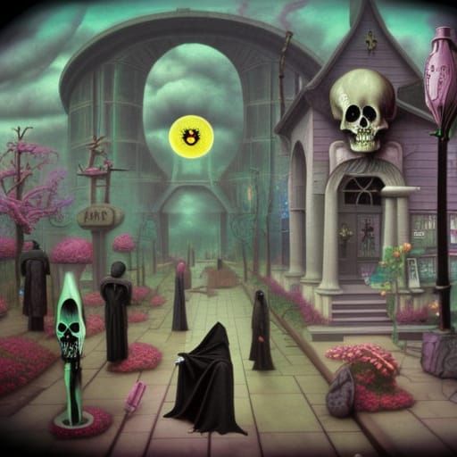 Grim Reaper's Hourglass: A Pastel Goth Baroque Vision