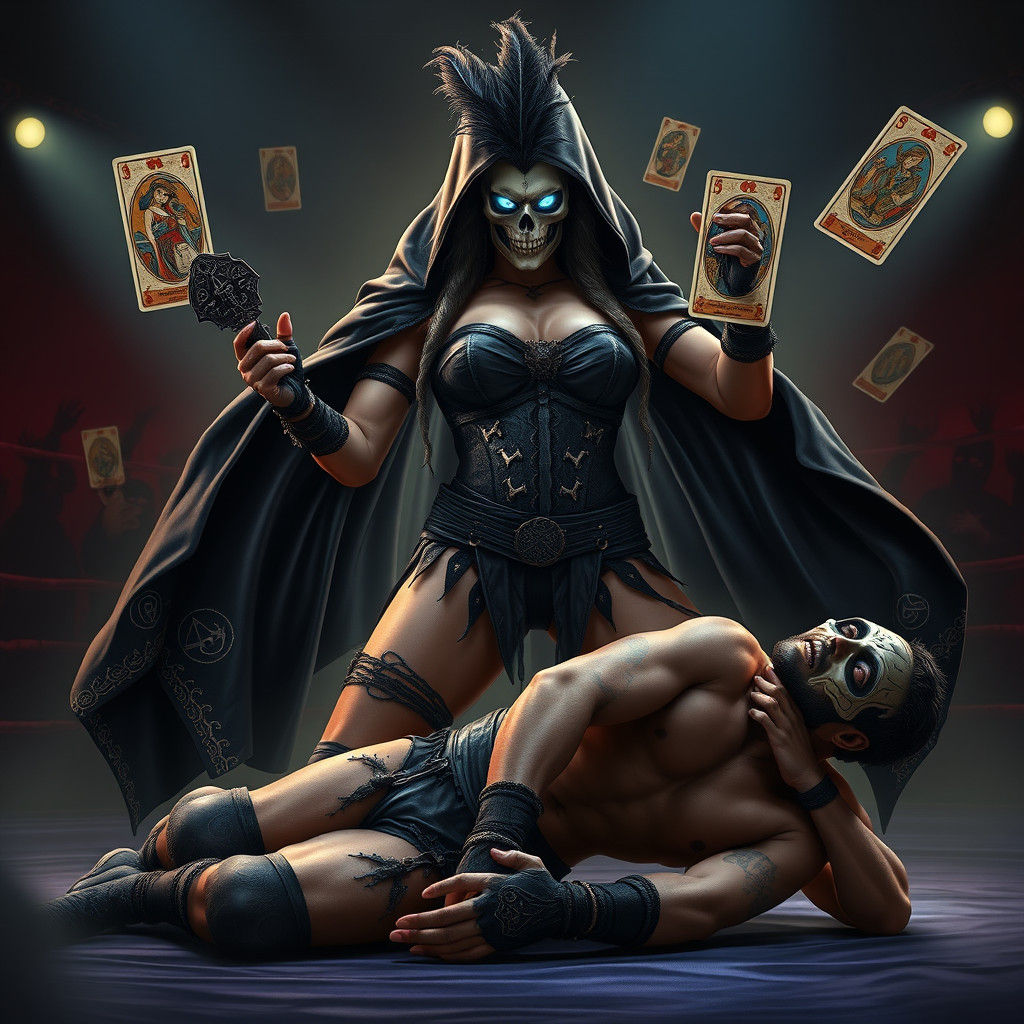 Voodoo Priestess Wrestler in Dark Fantasy Style