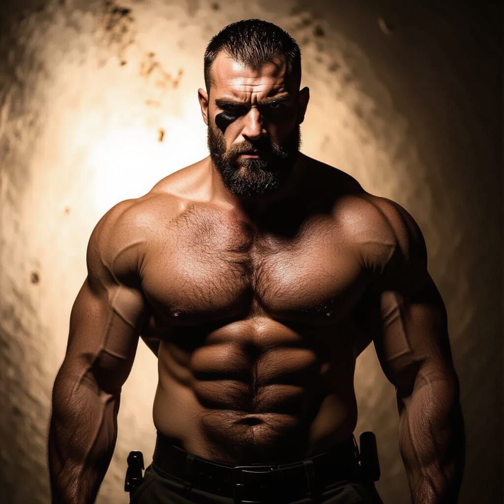 Stoic Thug With Black Eye in Chiaroscuro Style