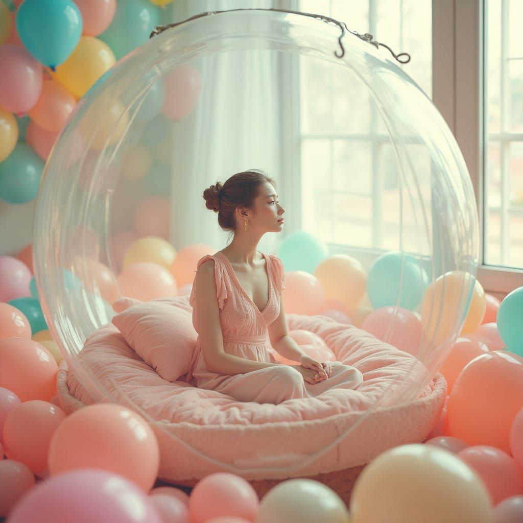 Dreamy Balloon Bedroom in Miyazaki and Wood Style