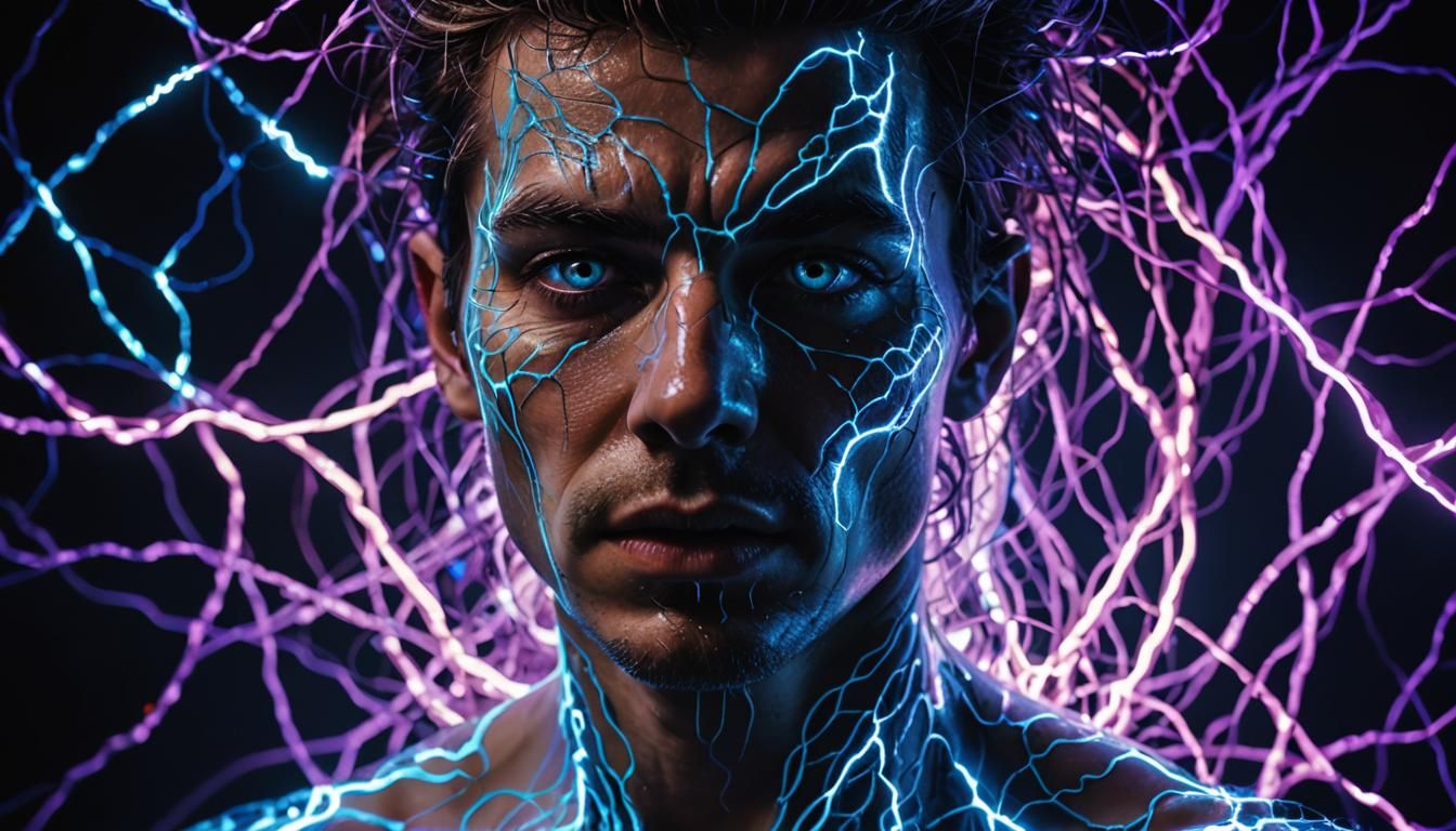 Surreal Glowing Nerves in Moody Neon