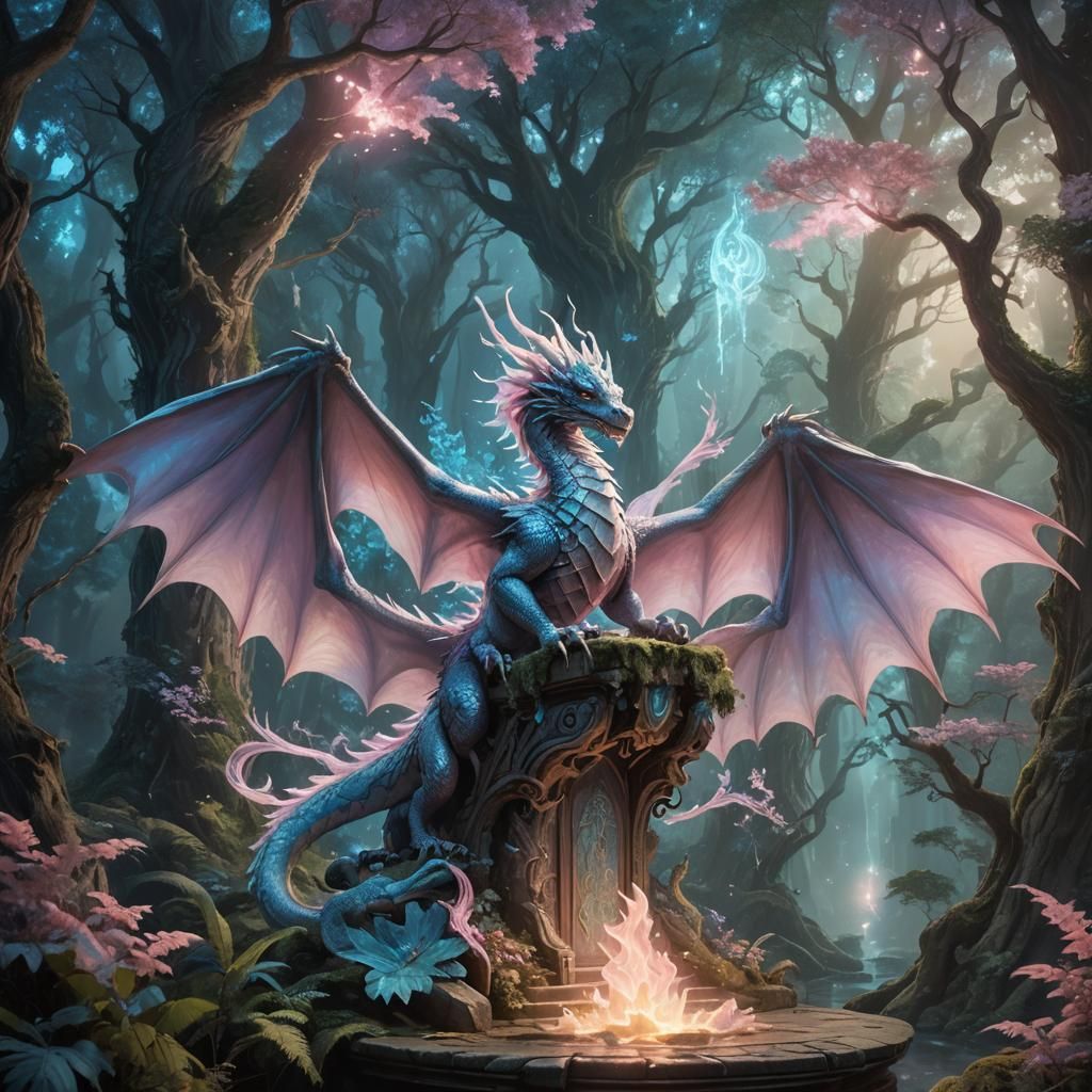 Dragon-Like Wind Spirit in Mystical Forest