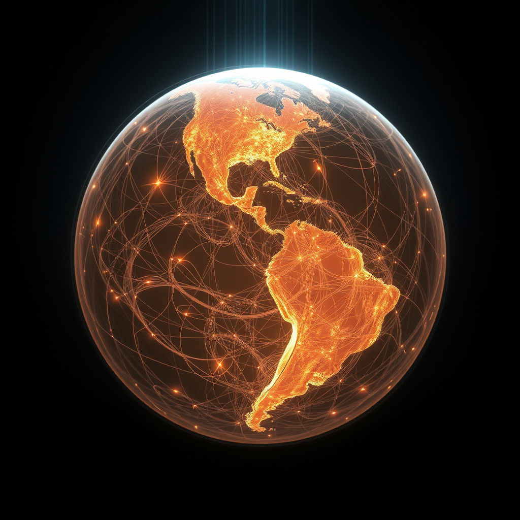 Luminous Globe Suspended in Black Void