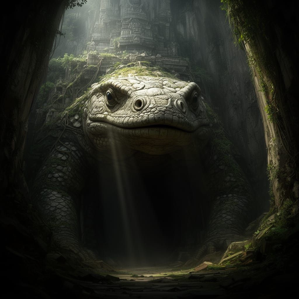 Colossal Lizard Head Temple Carved From Cliff