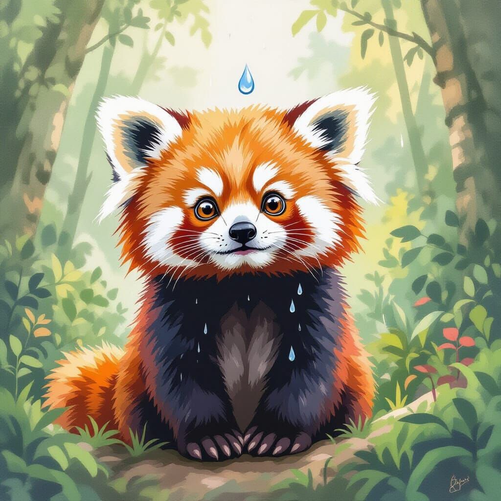Fluffy Red Panda Kit in Lush Forest