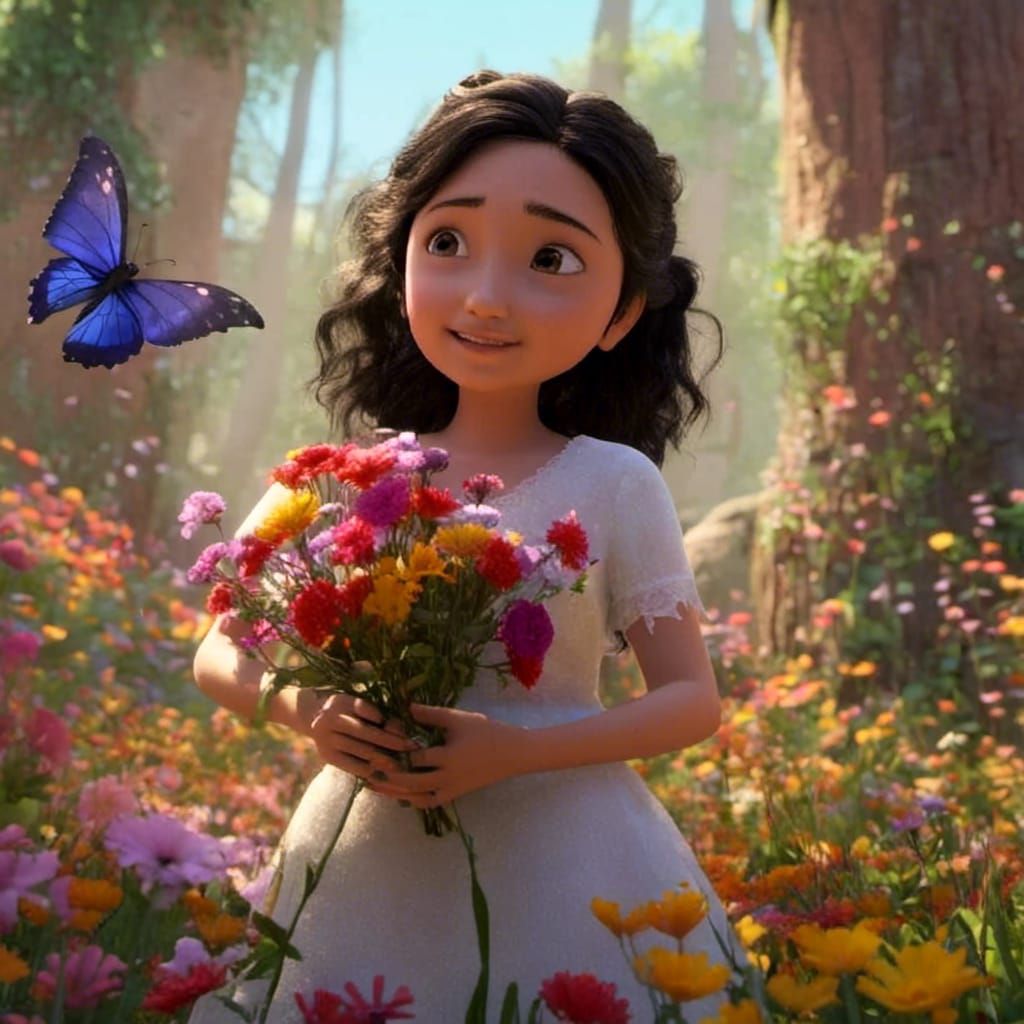 Two Girls Share Compassion in Enchanted Forest: 3D Art