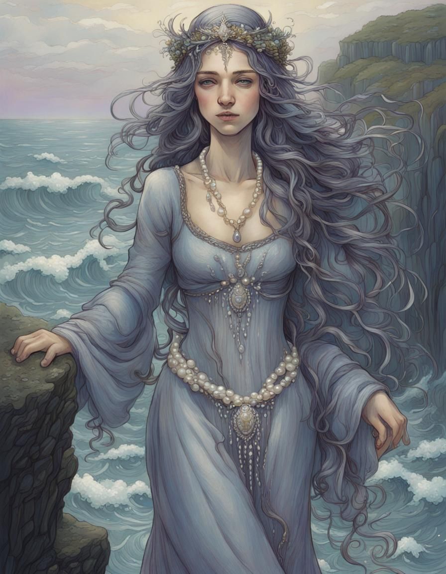 Water Princess with Pearl Adornments in Fantasycore Style