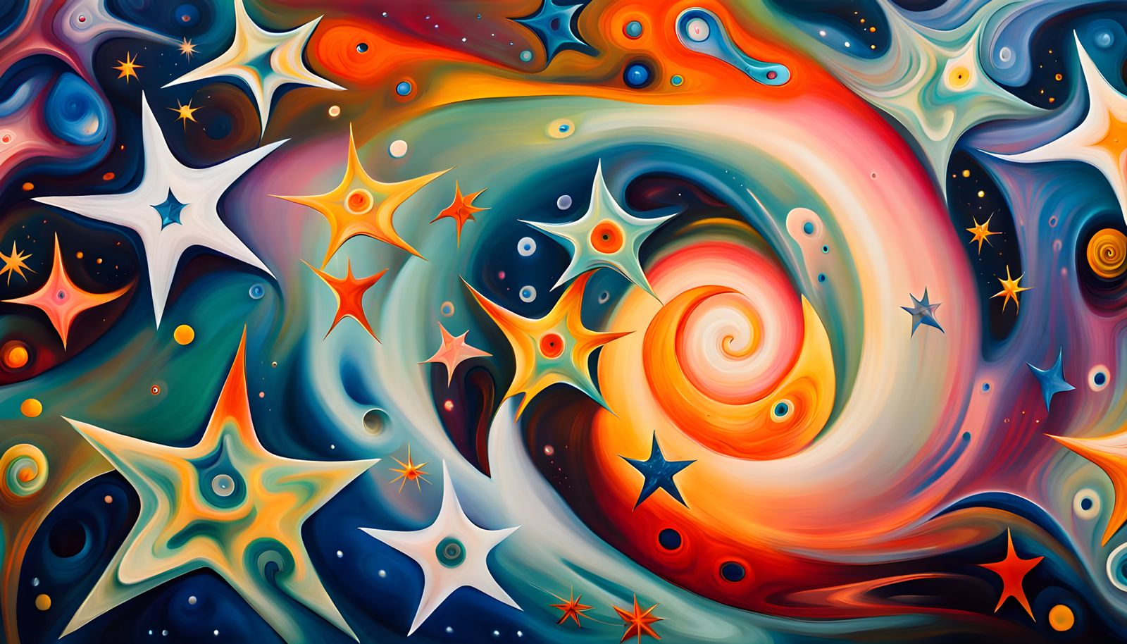 Iridescent Star Cluster in Abstract Expressionist Style