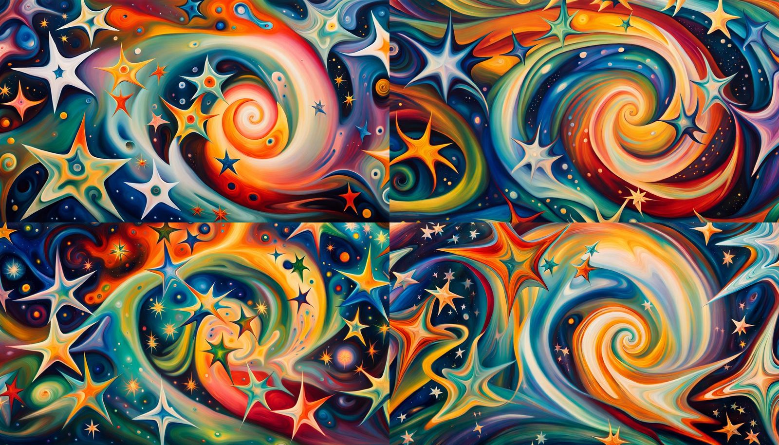 Iridescent Stars in Cosmic Energy Whirlpools: Abstract Expre...